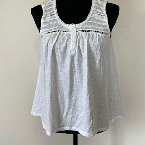 Style & Co Women's Petite White Lace Trim Sleeveless Blouse M​​